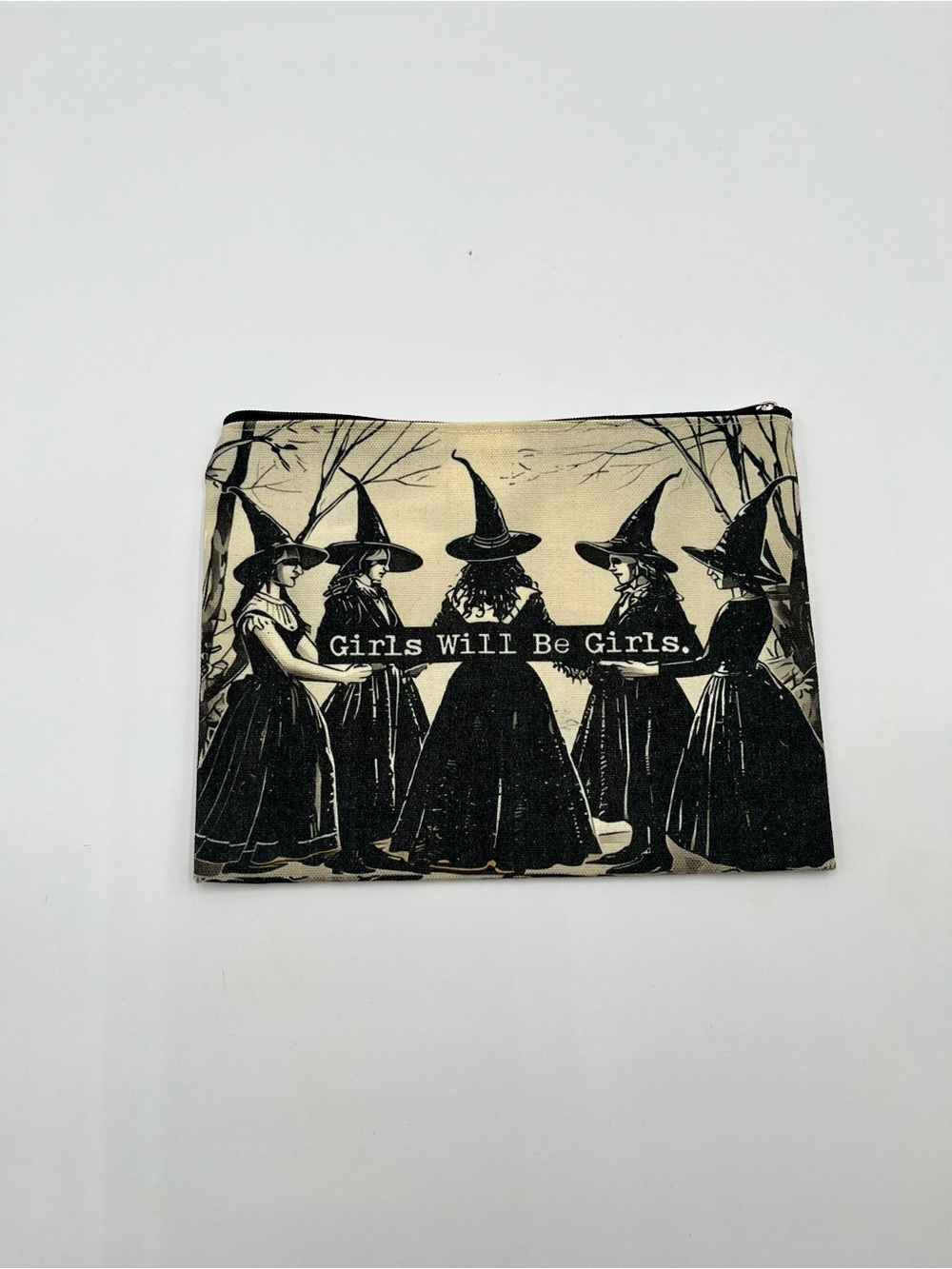 Girls Will Be Girls Witch Print Skirt - Black & Cream